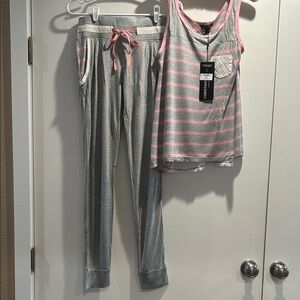 Christian Siriano Gray and Pink Striped pajama set NWT size small